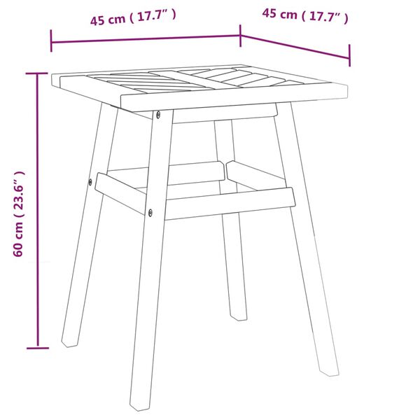 vidaXL Side Table 45x45x60 cm Solid Wood Acacia