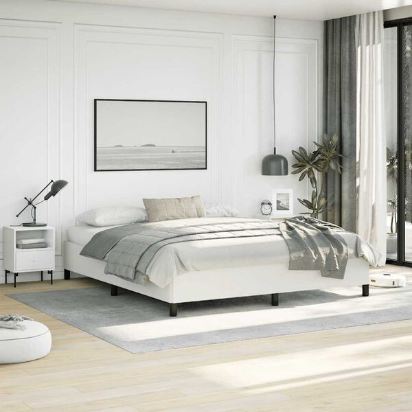 vidaXL Bed Frame without Mattress White California King Faux Leather