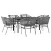 vidaXL 7 Piece Garden Dining Set with Cushions Grey Poly Rattan Glass