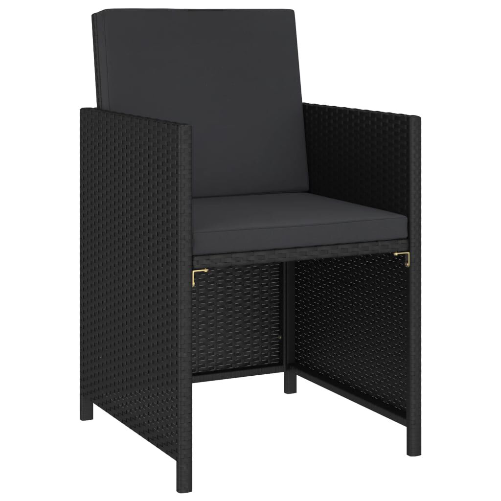 vidaXL 6 Piece Outdoor Dining Set with Cushions Poly Rattan Black