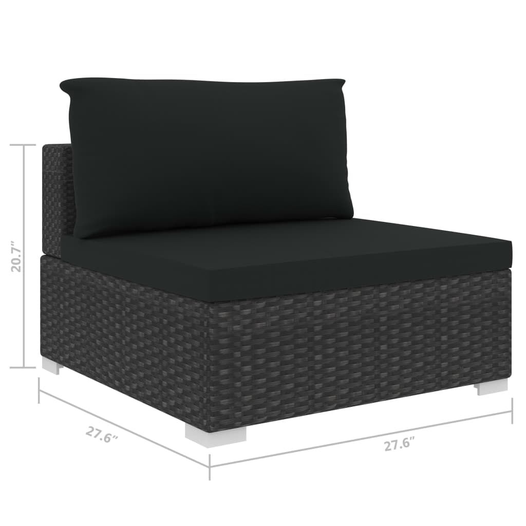 vidaXL 10 Piece Garden Lounge Set with Cushions Poly Rattan Black