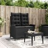 vidaXL Reclining Garden Bench with Cushions Black Poly Rattan