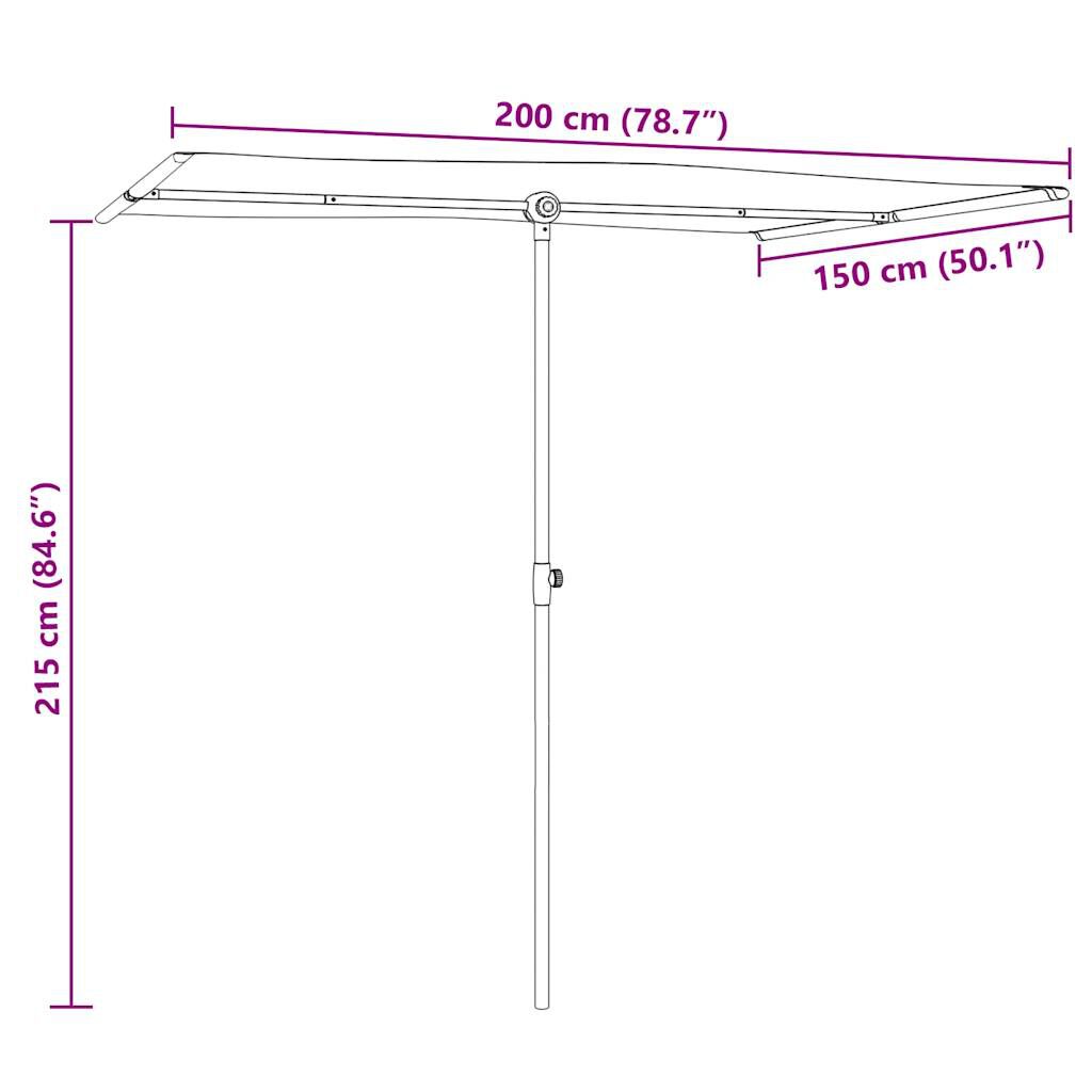 vidaXL Garden Parasol with Aluminium Pole 2x1.5 m Black