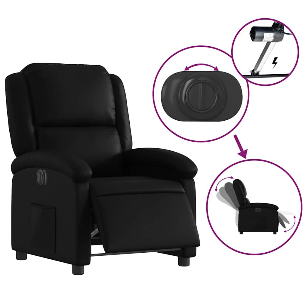 vidaXL Electric Recliner Chair Black Faux Leather