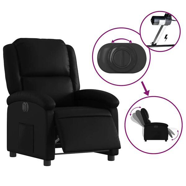 vidaXL Electric Recliner Chair Black Faux Leather
