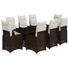 vidaXL 9 Piece Garden Bistro Set with Cushions Brown Poly Rattan
