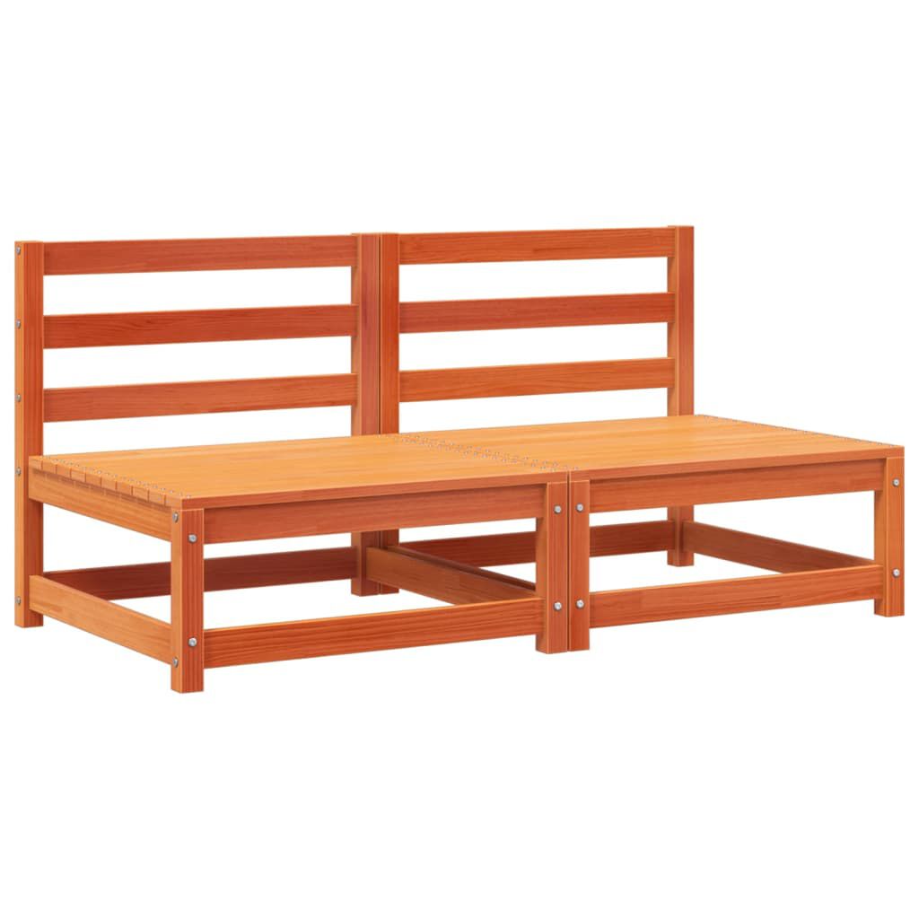 vidaXL Garden Sofas Armless 2 pcs Wax Brown 70x70x67 cm Solid Wood Pine