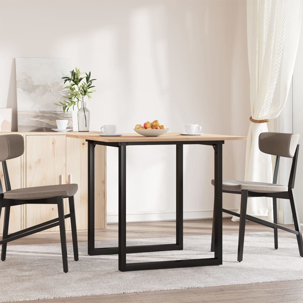 vidaXL Dining Table O-Frame 80x80x75 cm Solid Wood Pine and Steel