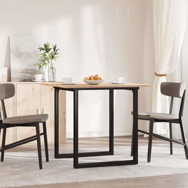 vidaXL Dining Table O-Frame 80x80x75 cm Solid Wood Pine and Steel