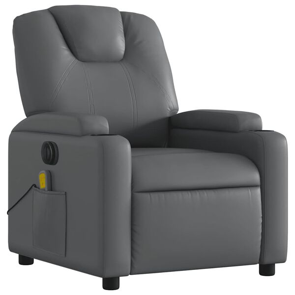 vidaXL Electric Massage Recliner Chair Grey Faux Leather