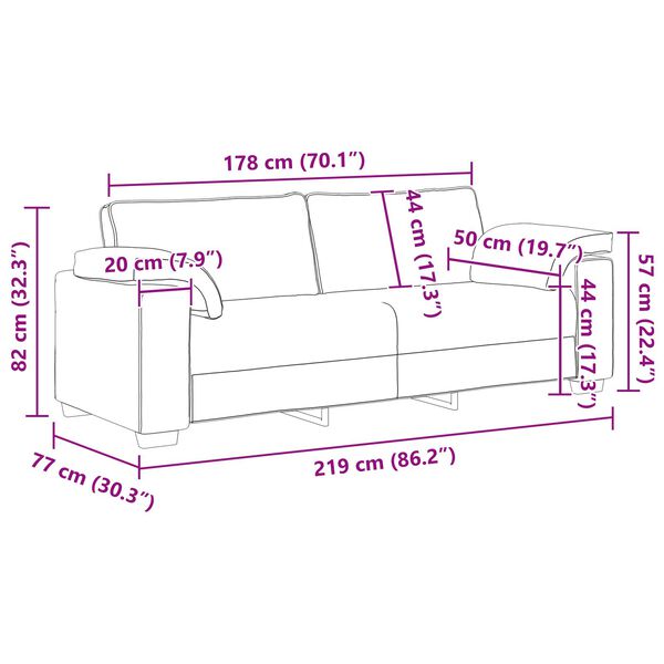 vidaXL 3-Seater Sofa Dark Grey 178 cm Fabric
