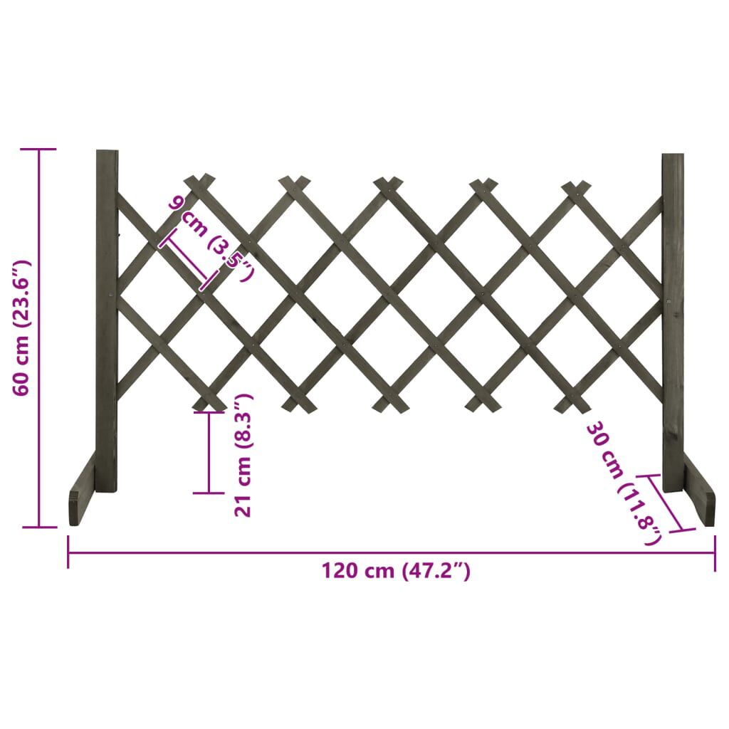 vidaXL Garden Trellis Fence Grey 120x60 cm Solid Firwood