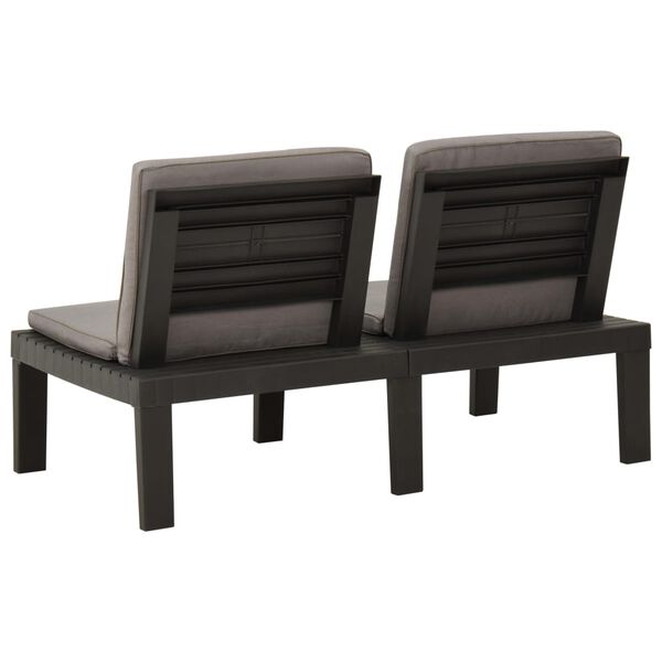 vidaXL 2 Piece Garden Lounge Set with Cushions Plastic Grey