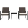 vidaXL 3 piece Garden Dining Set with Cushions Brown PP Rattan