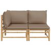 vidaXL 2 Piece Garden Lounge Set with Taupe Cushions Bamboo