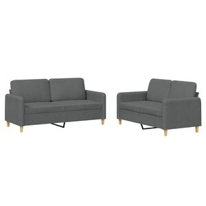 vidaXL 2 Piece Sofa Set with Cushions Dark Grey Fabric