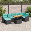 vidaXL 8 Piece Garden Sofa Set with Cushions Black Poly Rattan