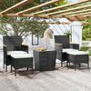 vidaXL 5 Piece Garden Bistro Set Poly Rattan and Tempered Glass Black