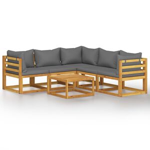 vidaXL 6 Piece Garden Lounge Set with Cushion Solid Acacia Wood