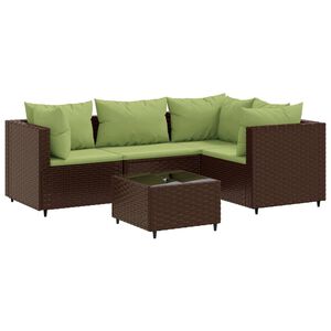 vidaXL 5 Piece Garden Lounge Set with Cushions Brown Poly Rattan