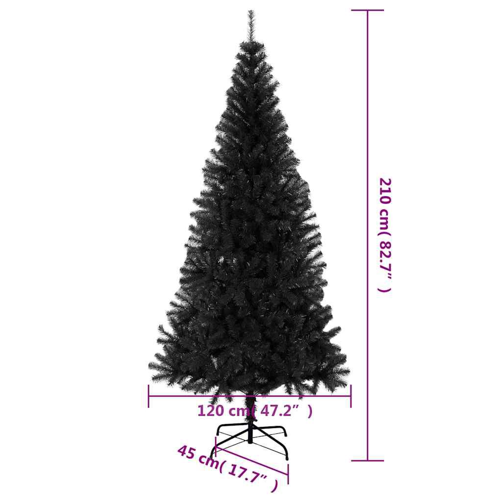 vidaXL Artificial Christmas Tree with Stand Black 210 cm PVC