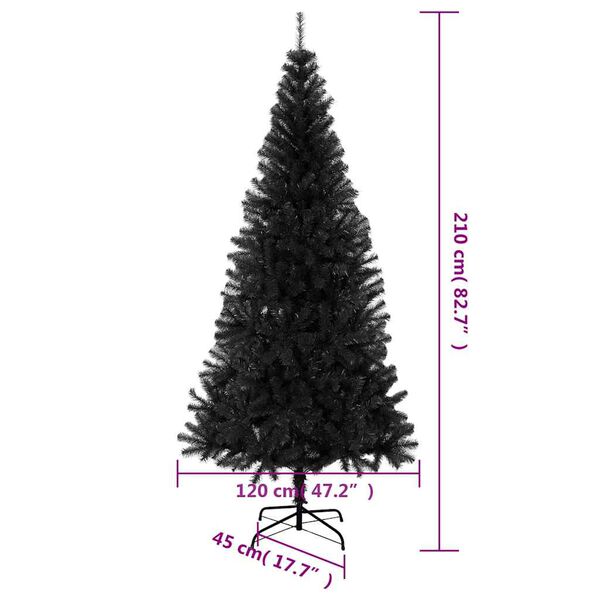 vidaXL Artificial Christmas Tree with Stand Black 210 cm PVC