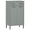 vidaXL Shoe Rack with Metal Legs Grey Solid Wood Pine OSLO