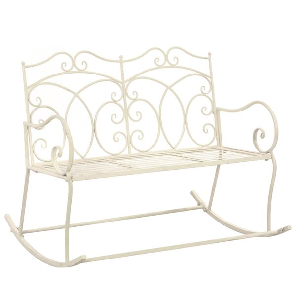 vidaXL Garden Bench 104 cm Iron Antique White