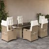 vidaXL 7 Piece Garden Dining Set with Cushions Beige Poly Rattan
