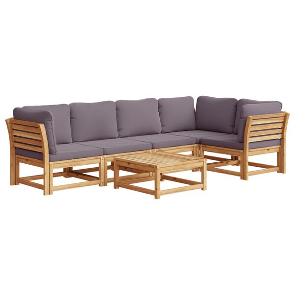 vidaXL 6 Piece Garden Lounge Set with Cushions Solid Wood Acacia