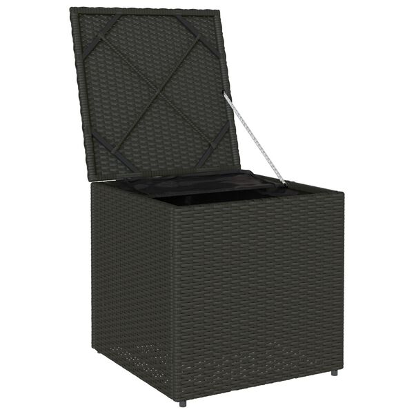vidaXL Outdoor Storage Box Black and Cream Rattan, Polyester 80 cm
