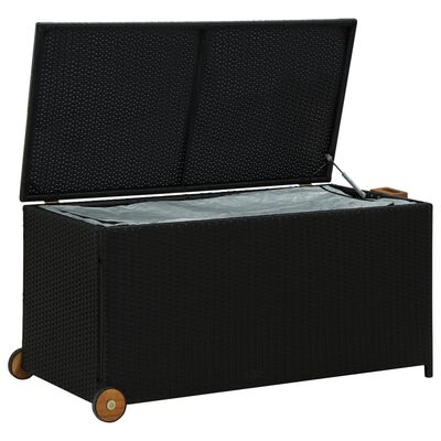 vidaXL Garden Storage Box Black 120x65x61 cm Poly Rattan