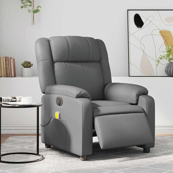 vidaXL Electric Massage Recliner Chair Grey Faux Leather