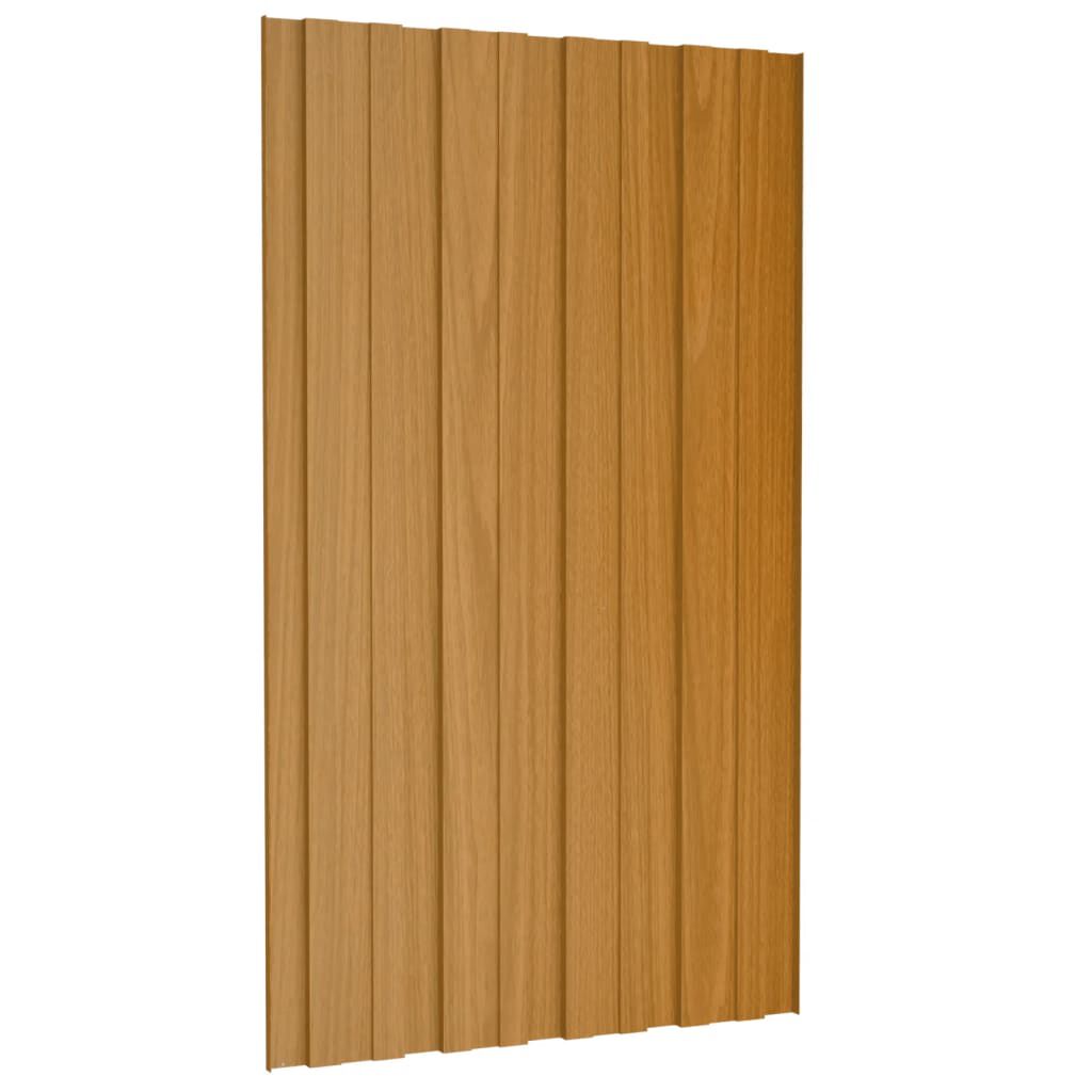 vidaXL Roof Panels 12 pcs Galvanised Steel Light Wood 80x45 cm