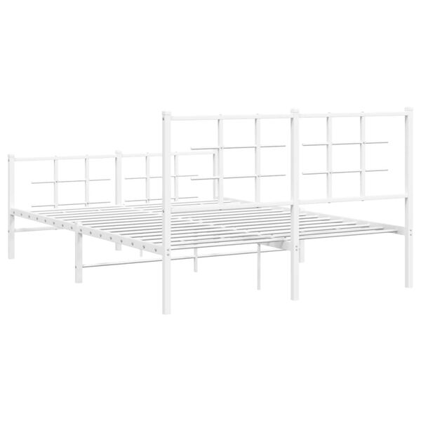 vidaXL Metal Bed Frame without Mattress with Footboard White 135x190cm