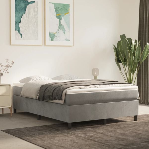 vidaXL Bed Frame without Mattress Light Grey Full Velvet (US Only)