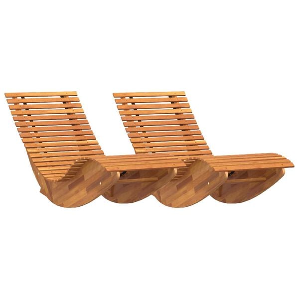 vidaXL Rocking Sun Loungers 2 pcs Brown 154 x 60 x 74 cm