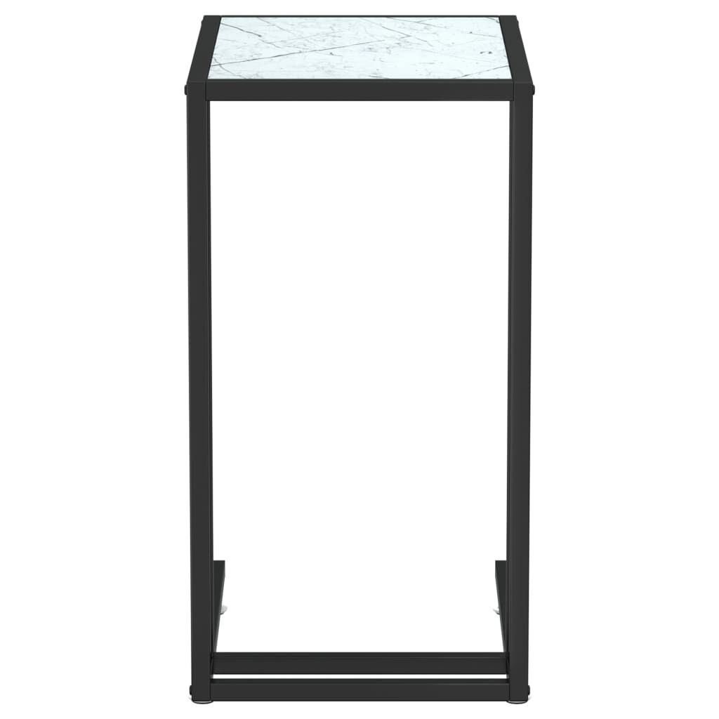 vidaXL Computer Side Table White Marble 50x35x65 cm Tempered Glass