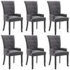 vidaXL Dining Chairs with Armrests 6 pcs Dark Grey Fabric