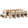 vidaXL 13 Piece Garden Dining Set with Cushions Beige Poly Rattan