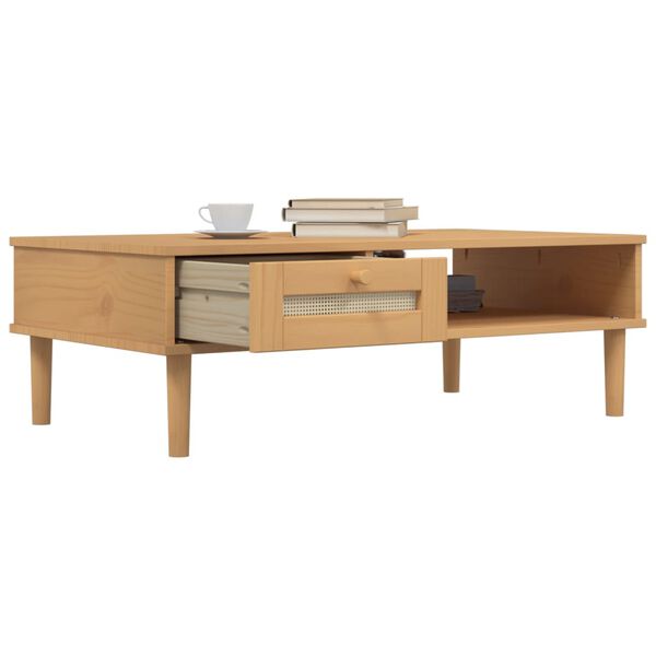 vidaXL Coffee Table SENJA Rattan Look Brown 100x55x33 cm Solid Wood