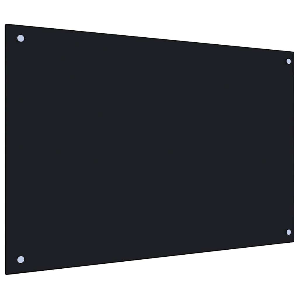 vidaXL Kitchen Backsplash Black 90 x 60 cm Tempered Glass