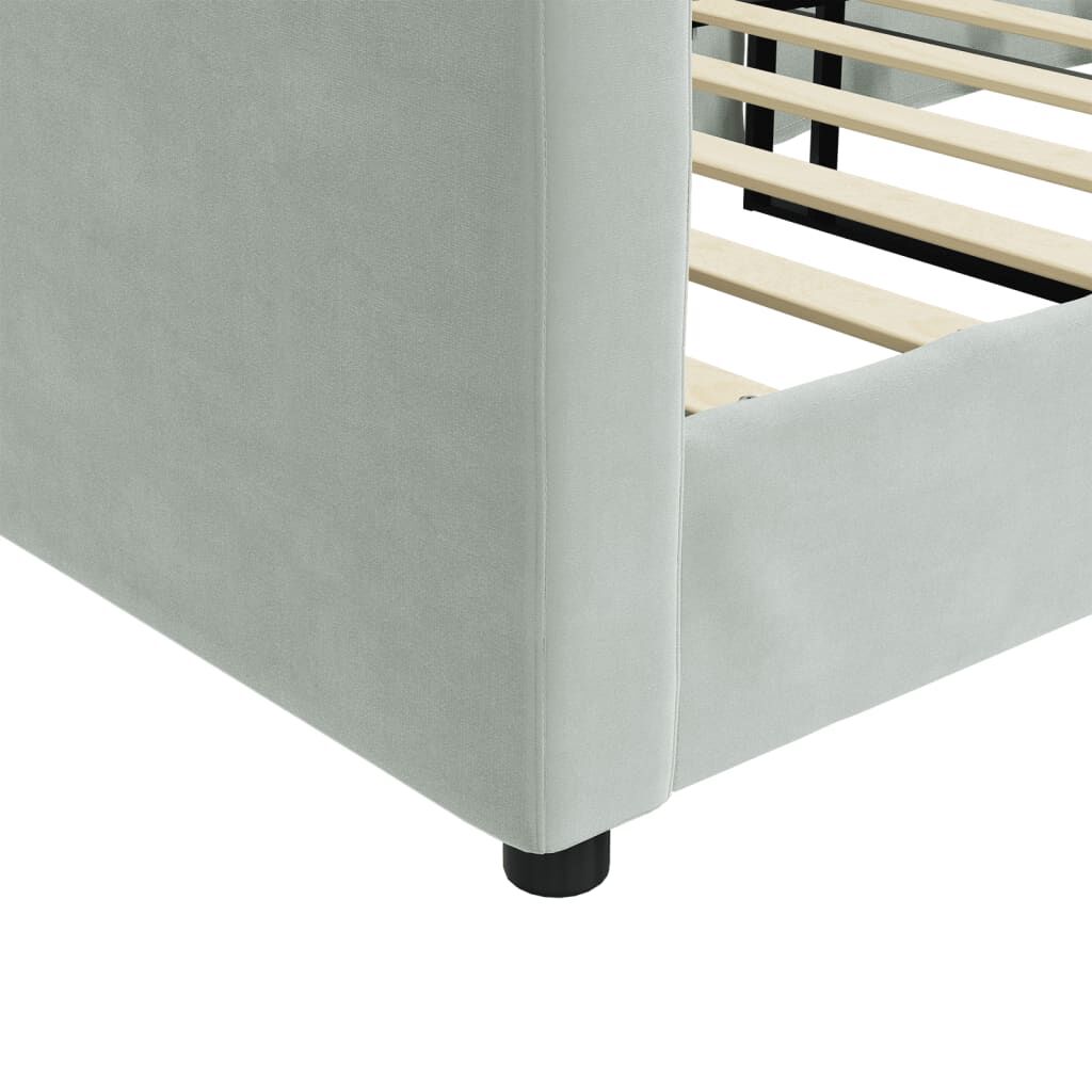 vidaXL Day Bed without Mattress Light Grey 100x190 cm Velvet