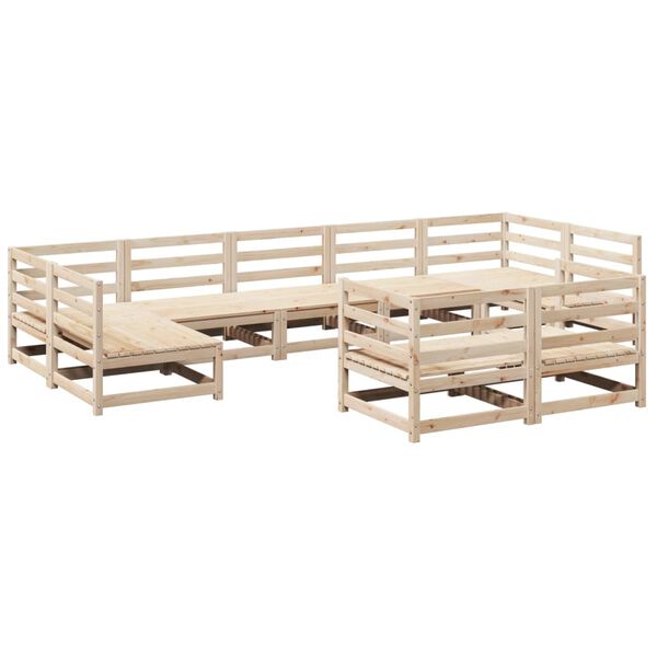 vidaXL 9 Piece Garden Sofa Set Solid Wood Pine