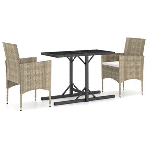 vidaXL 3 Piece Garden Dining Set Beige