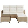vidaXL 3 Piece Garden Sofa Set with Cushions L-shaped Beige Poly Rattan