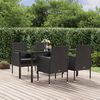 vidaXL 5 Piece Garden Dining Set with Cushions Black Poly Rattan