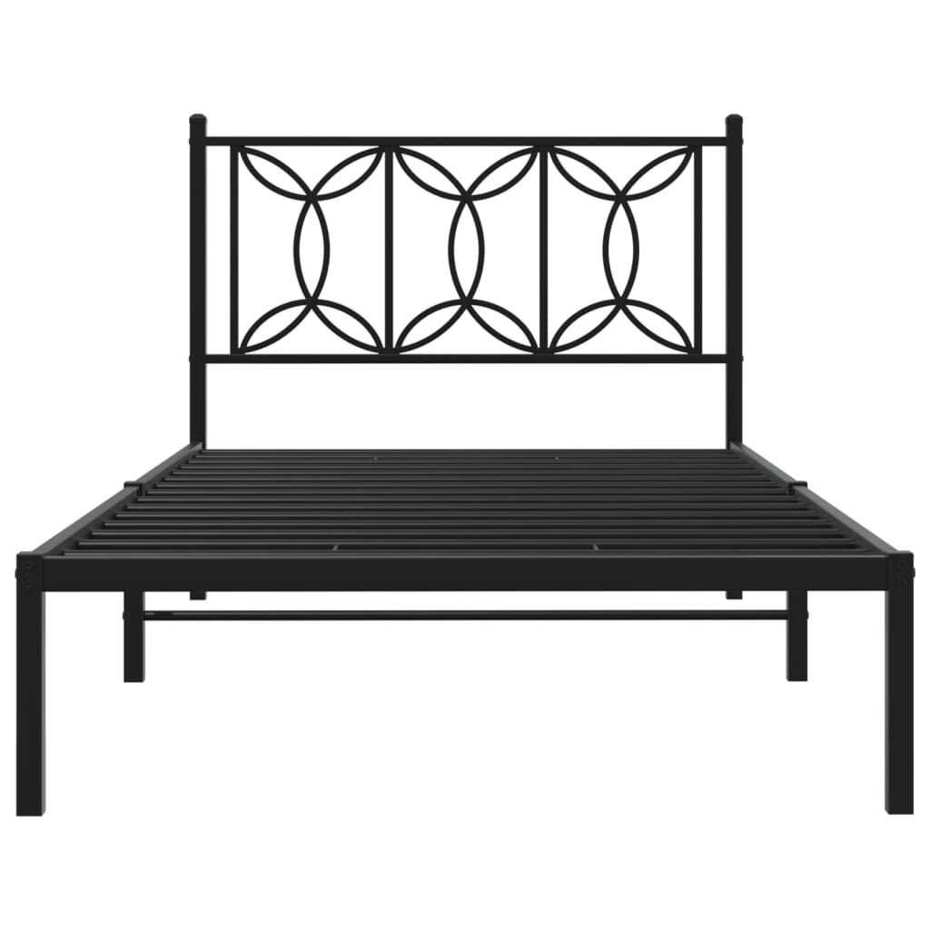 vidaXL Metal Bed Frame without Mattress with Headboard Black 100x200cm