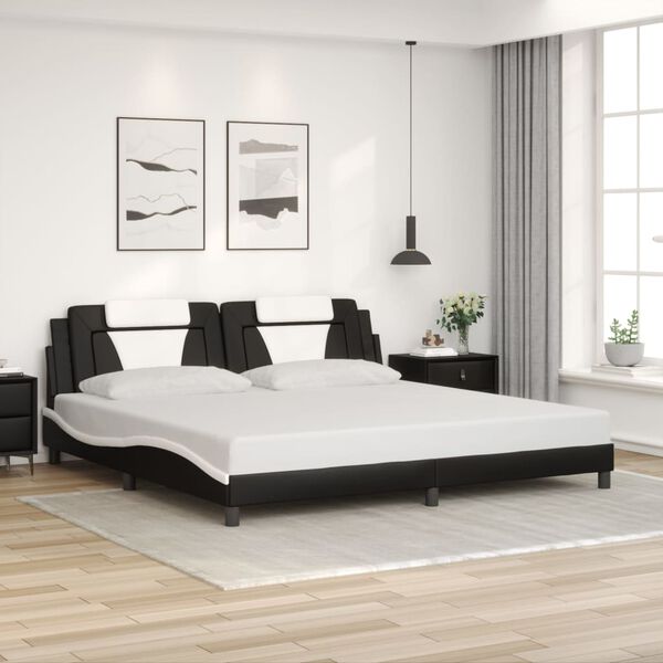 vidaXL Bed Frame "Viana" without Mattress Black and White 193x203 cm Faux Leather