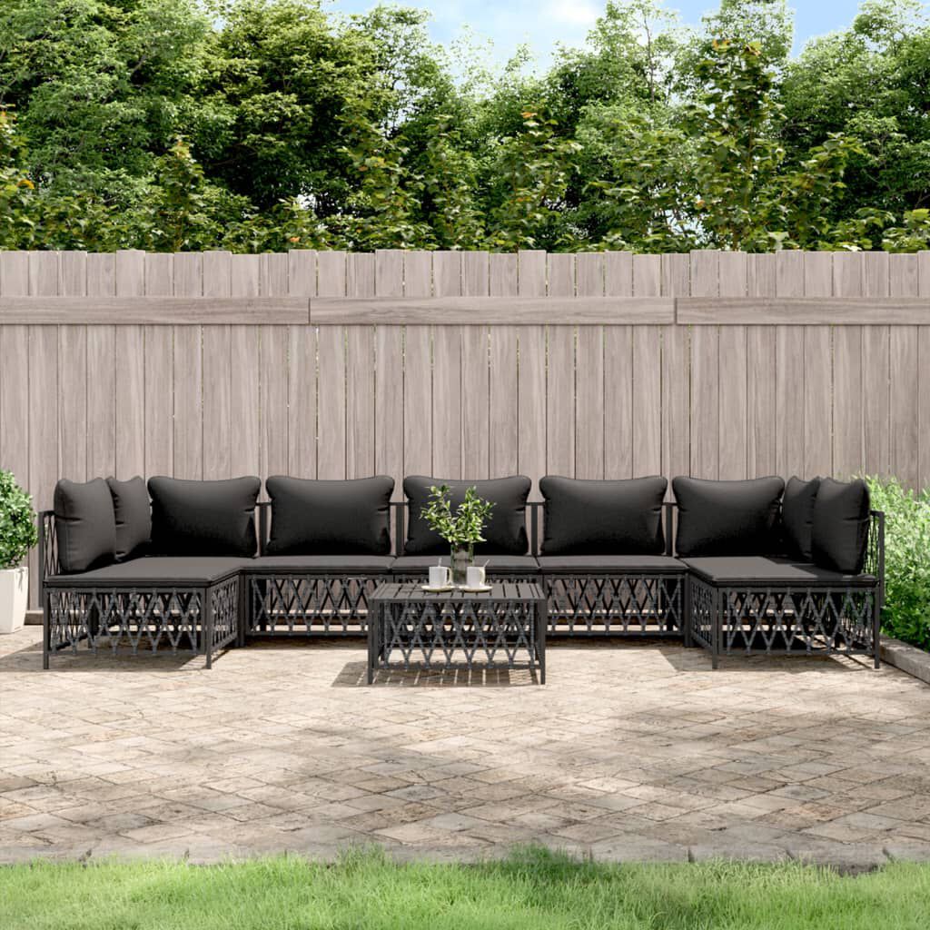 vidaXL 8 Piece Garden Lounge Set with Cushions Anthracite Steel